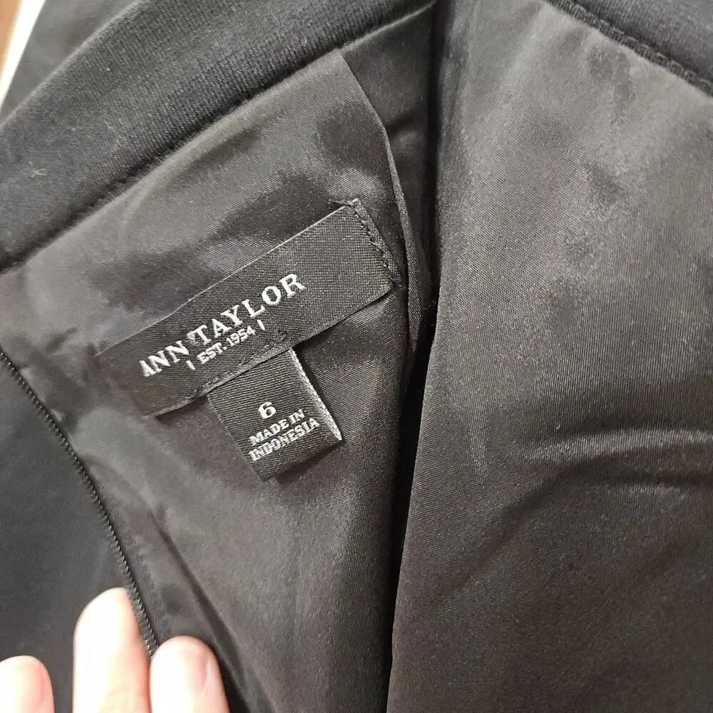 Ann Taylor Faux Leather Side Black Pencil Skirt Front Pocket Sz 6 Small Stretch - Picture 8 of 8